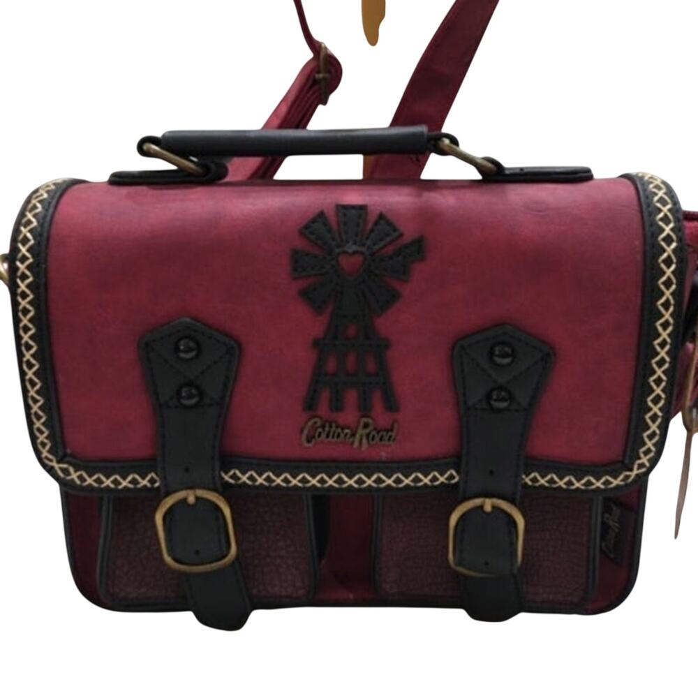 Cotton Road NWT Satchel Handbag Burgundy Boho Western Crossbody Shoulder